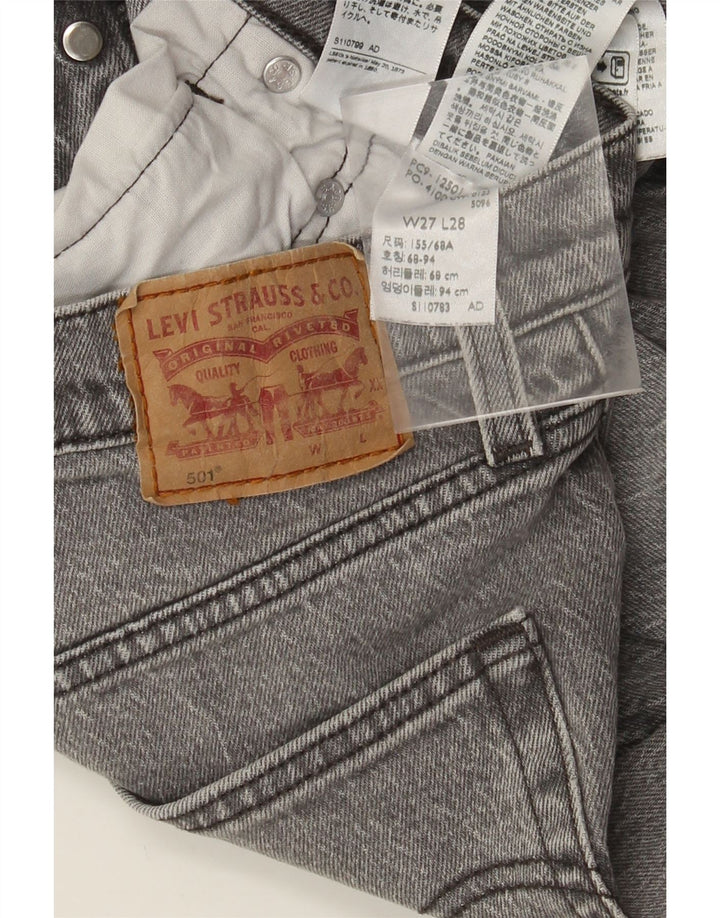 Jeans feminino Levi's 501 Straight W27 L28 algodão cinza