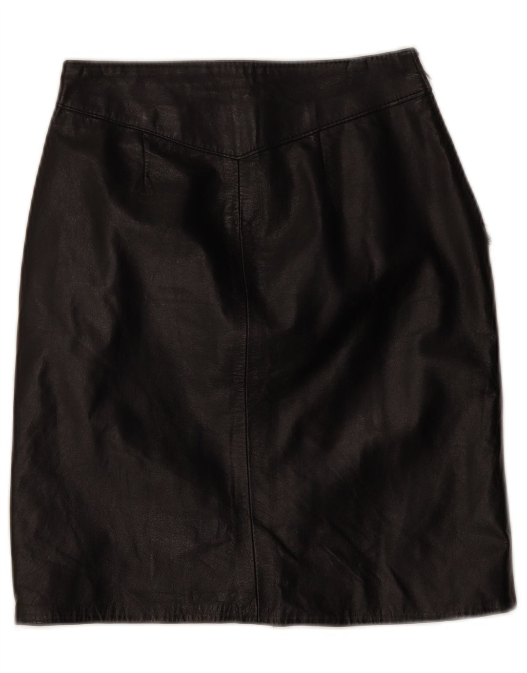 Saia de couro feminina vintage W24 XS preta