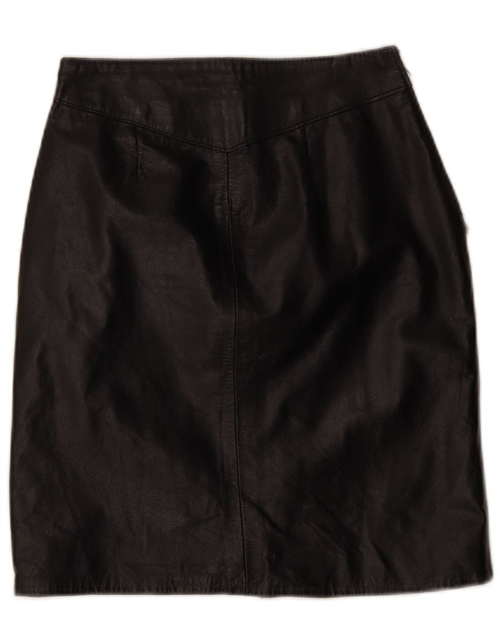 Saia de couro feminina vintage W24 XS preta