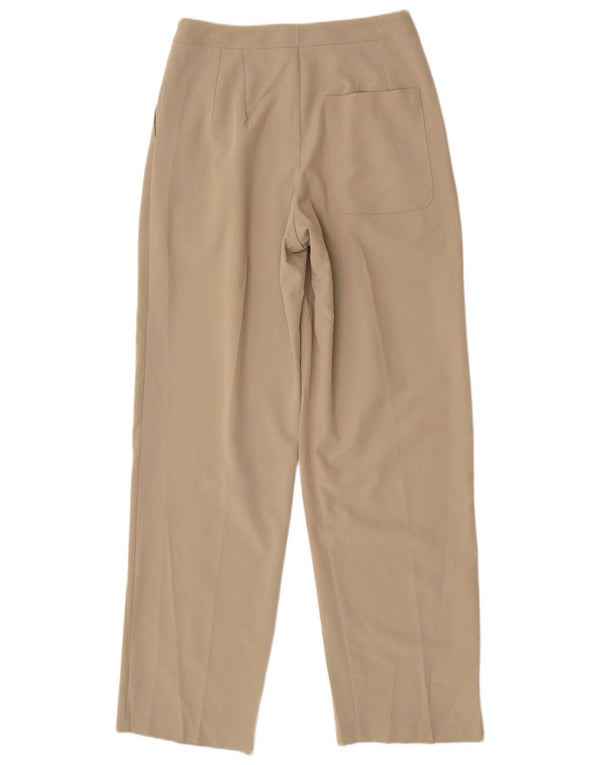 Calças casuais femininas Topshop UK 8 pequenas W26 L31 poliéster bege
