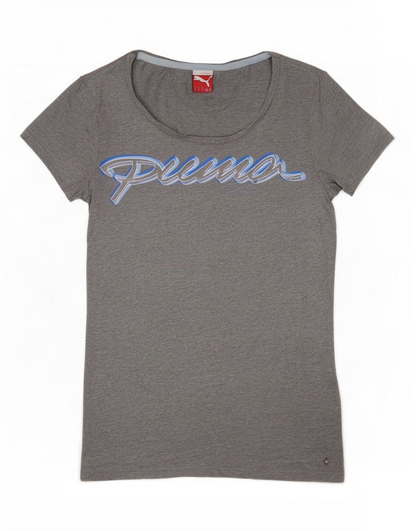 Puma Camiseta Feminina Graphic Top UK 12 Cinza Médio