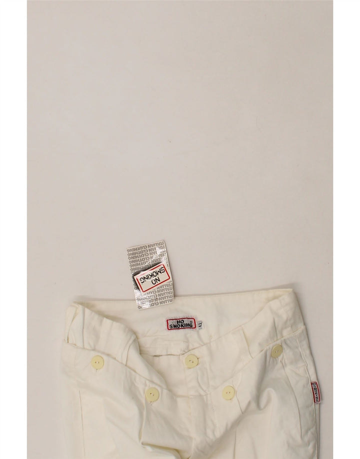 VINTAGE Womens Pegged Casual Trousers IT 42 Medium W26 L29 White Cotton Vintage Vintage and Second-Hand Vintage from Messina Hembry 