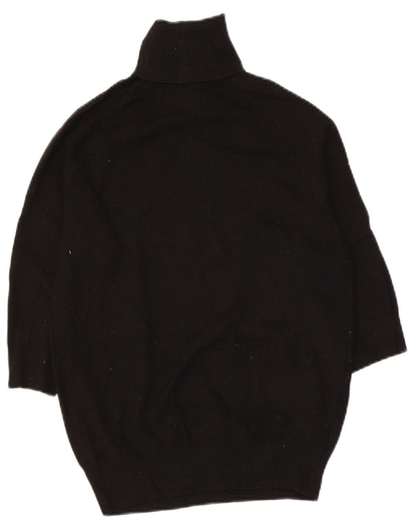 Zara Womens 3/4 Sleeve Roll Neck Jumper Sweater UK 10 Small Black Viscose