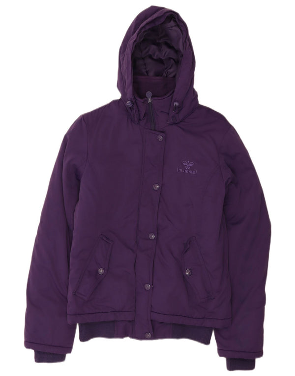 Jaqueta acolchoada com capuz feminina Hummel UK 14 nylon roxo médio