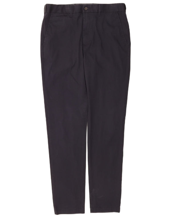 Calça chino masculina Marks & Spencer Slim Fit W34 L33 algodão azul marinho