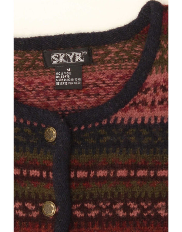 Suéter cardigã feminino vintage UK 14 médio multicolorido Fair Isle Wool