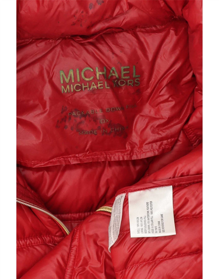 Jaqueta feminina acolchoada com capuz Marks & Spencer Reino Unido 18 XL poliéster vermelho