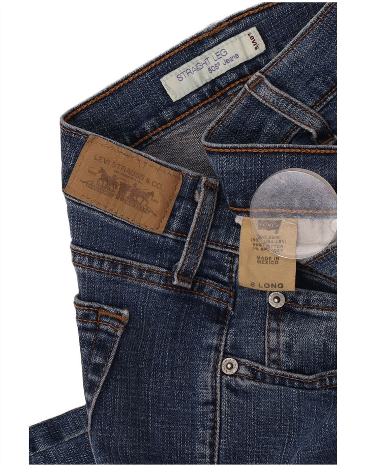 Calça jeans feminina Levi's 505 Straight US 6 médio W30 L34 azul marinho algodão