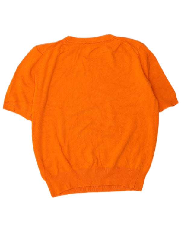 Zara Suéter feminino cropped de manga curta com gola canoa Reino Unido 14 médio laranja