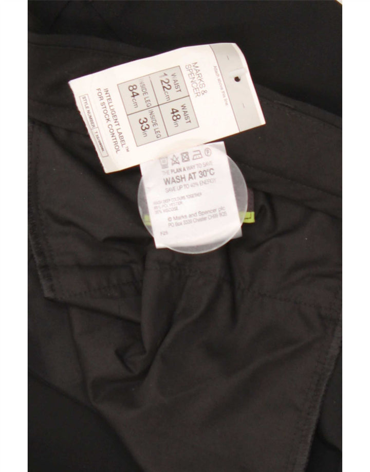 Calça masculina de terno reto Marks & Spencer W48 L33 poliéster preto