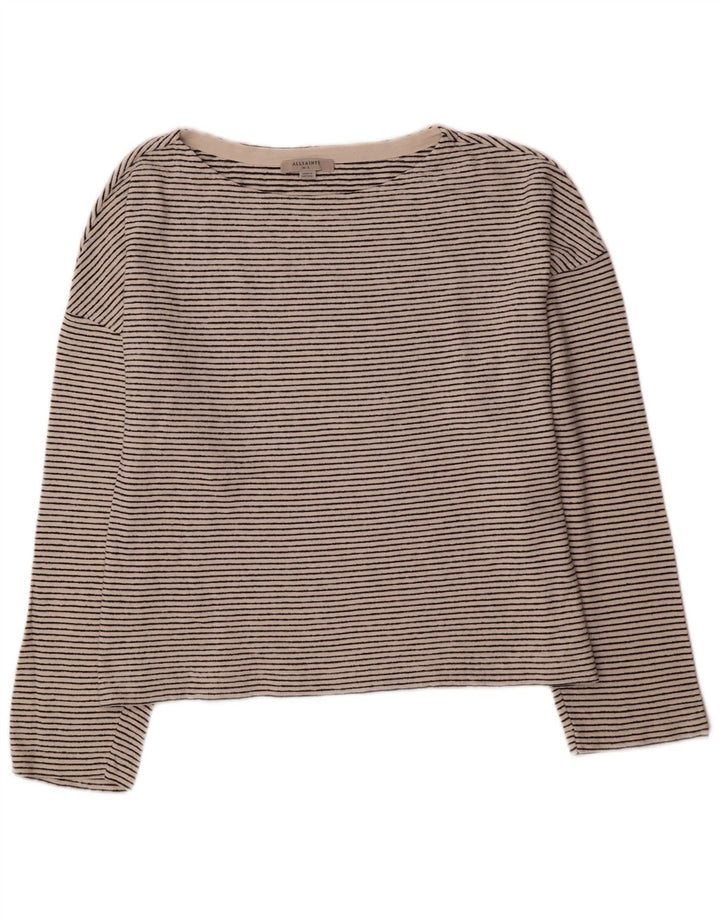 All Saints Crop Top Feminino Manga Longa Reino Unido 14 Médio Off White Listrado