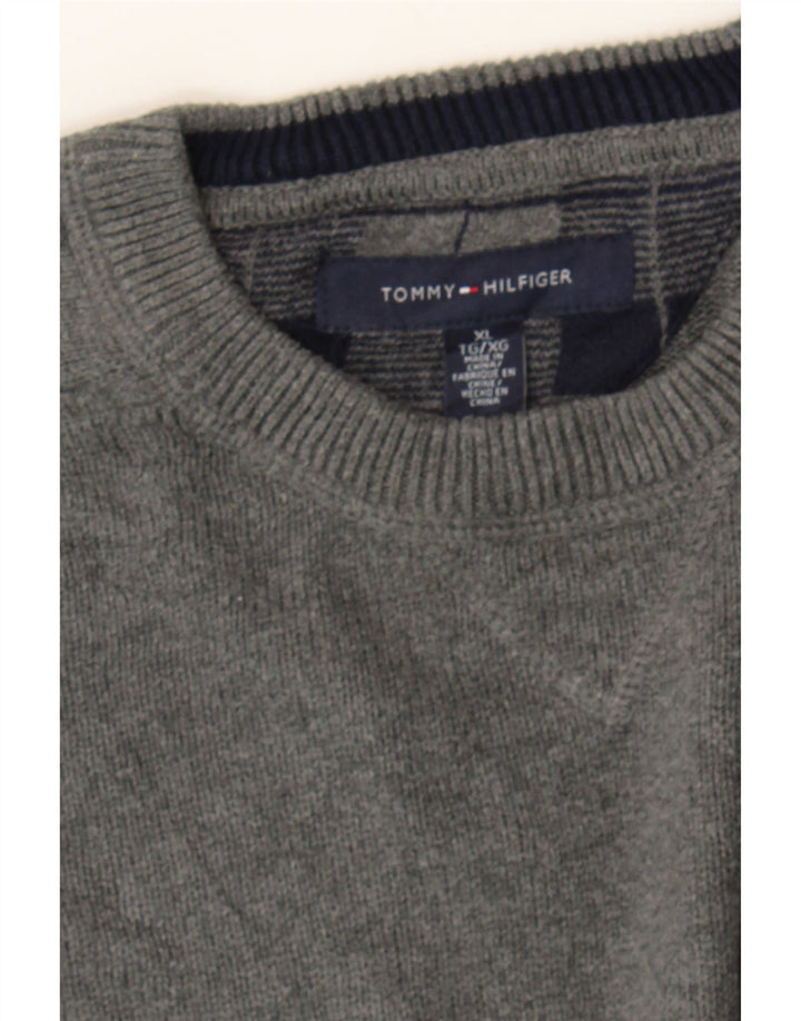TOMMY HILFIGER Mens Crew Neck Jumper Sweater XL Grey Cotton Vintage Tommy Hilfiger and Second-Hand Tommy Hilfiger from Messina Hembry 