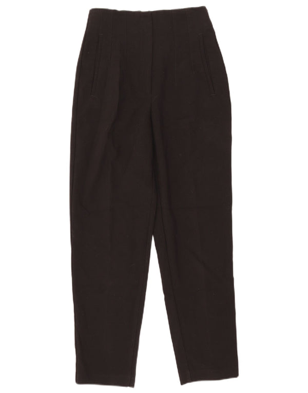 Zara Calça feminina cintura alta cônica XS W24 L26 poliéster preto