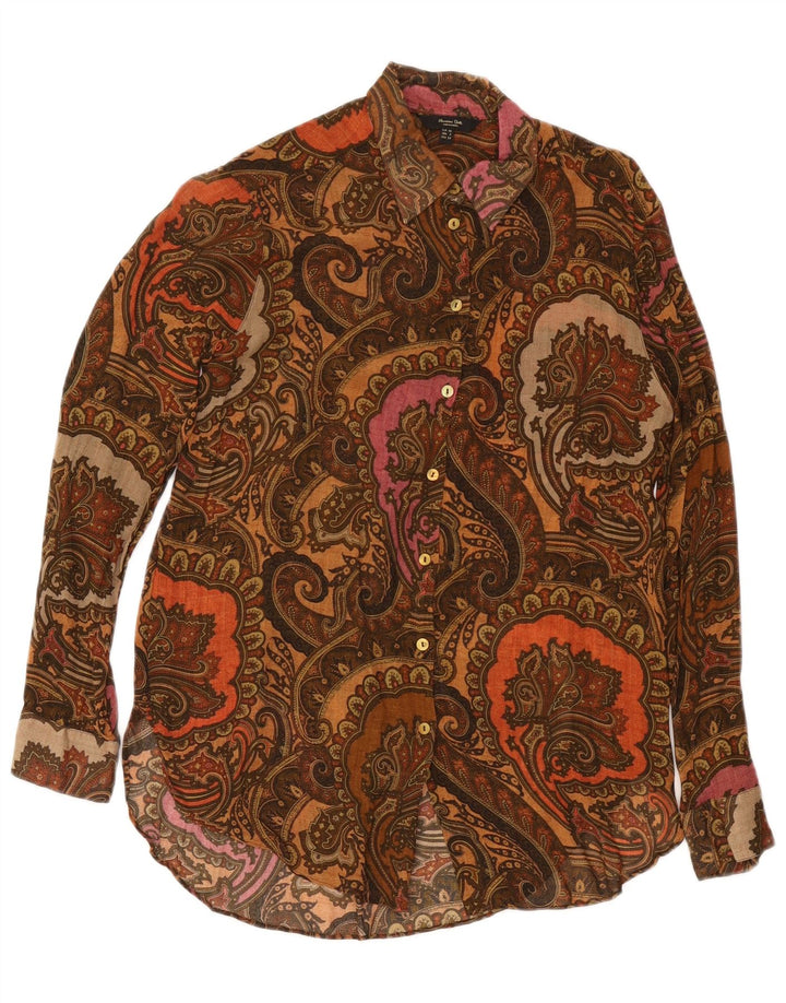 Camisa oversized feminina Massimo Dutti EU 34 2XS marrom paisley