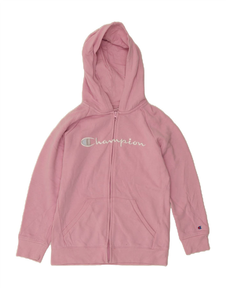 CHAMPION Girls Zip Hoodie Sweater 11-12 Years Large Pink Cotton Vintage Champion and Second-Hand Champion from Messina Hembry 