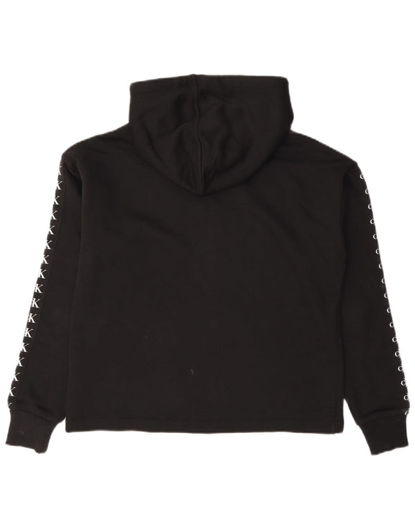 Calvin Klein Jeans feminino gráfico oversized moletom com capuz UK 6 XS preto