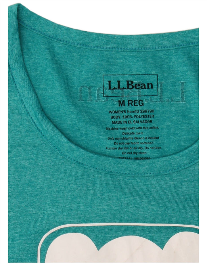 L.L.BEAN Womens Graphic T-Shirt Top UK 12 Medium Turquoise Flecked