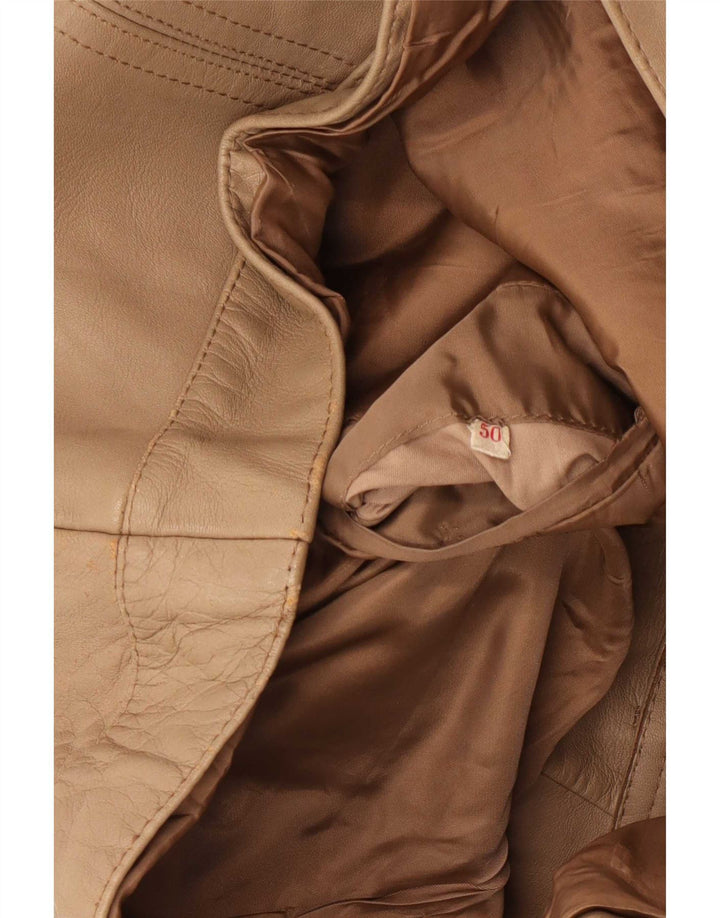 Jaqueta de couro feminina vintage IT 50 XL bege