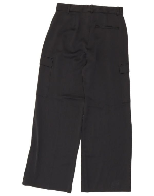 Calça cargo feminina MARKS & SPENCER com perna larga Reino Unido 10 pequena W30 L30 preta