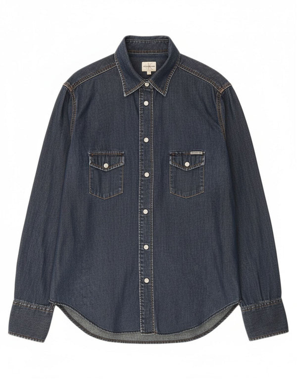 Camisa jeans feminina Calvin Klein Jeans 18 XL azul marinho algodão