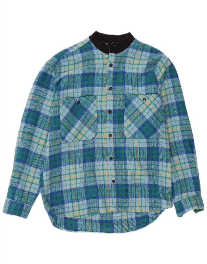 Camisa masculina de flanela Mac Fashion de lã xadrez azul médio