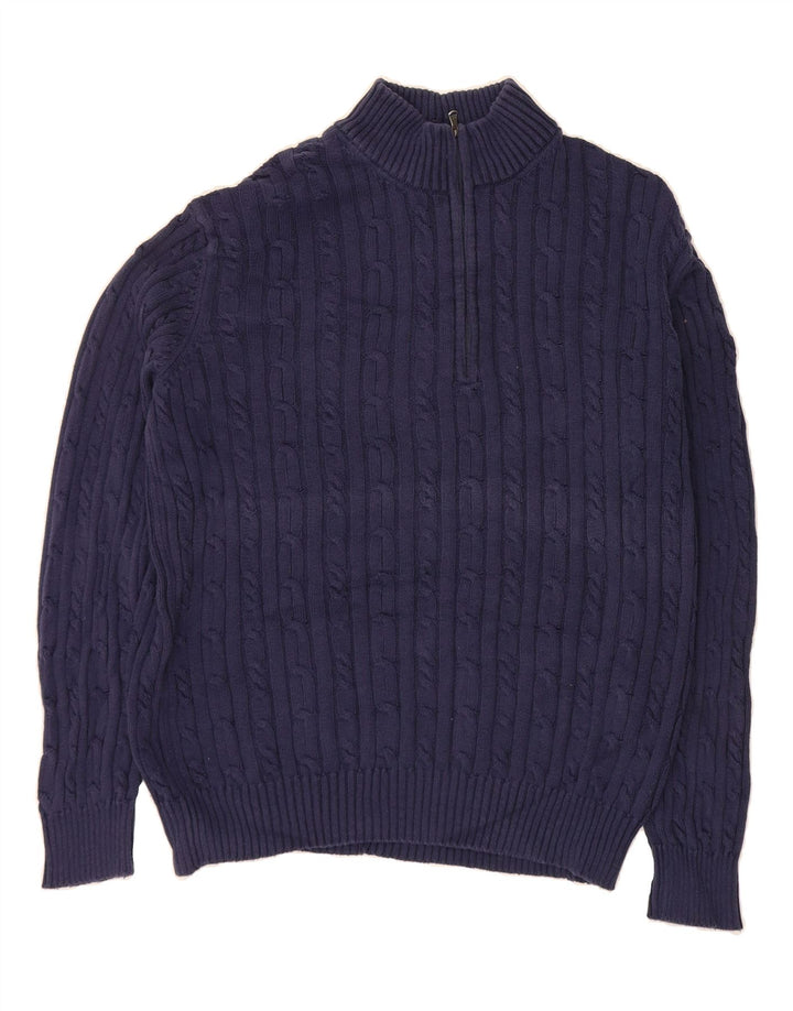IZOD Mens Zip Neck Jumper Sweater XL Navy Blue Cotton Vintage Izod and Second-Hand Izod from Messina Hembry 