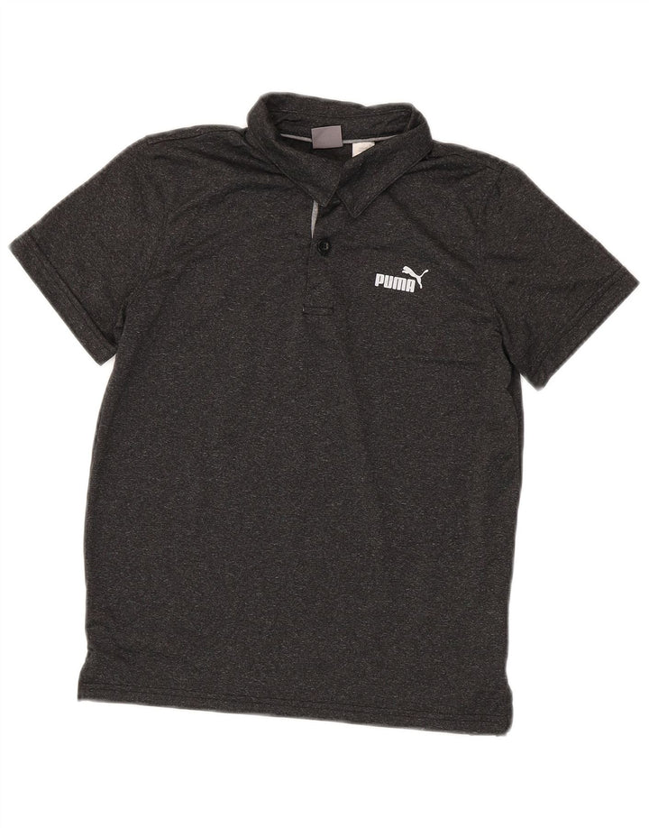 Camisa polo masculina Puma 10-11 anos poliéster manchado cinza médio