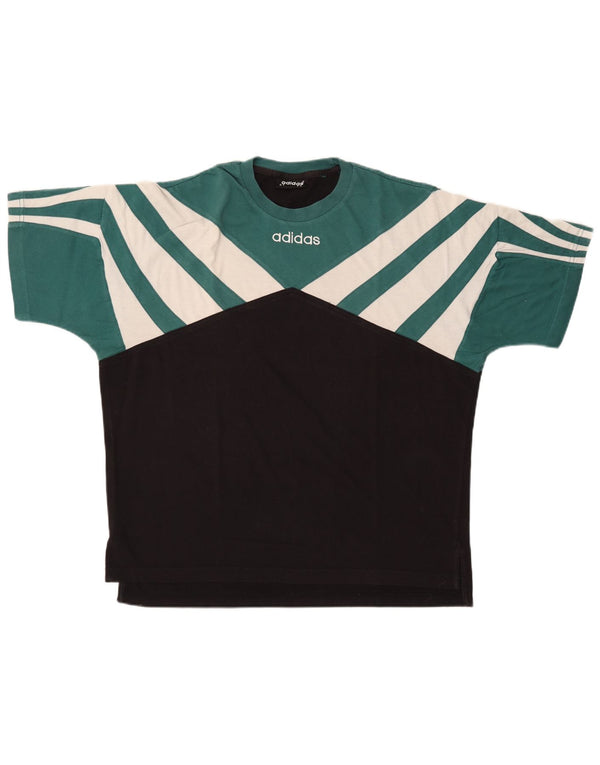 Adidas Mens Graphic T-Shirt Top UK 42/44 Grande Verde Colorblock Poliéster