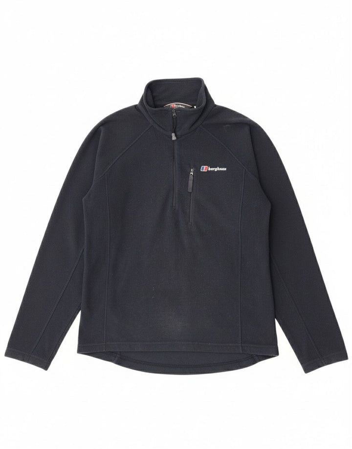 Berghaus Suéter masculino de lã com zíper e gola pequena azul marinho poliéster