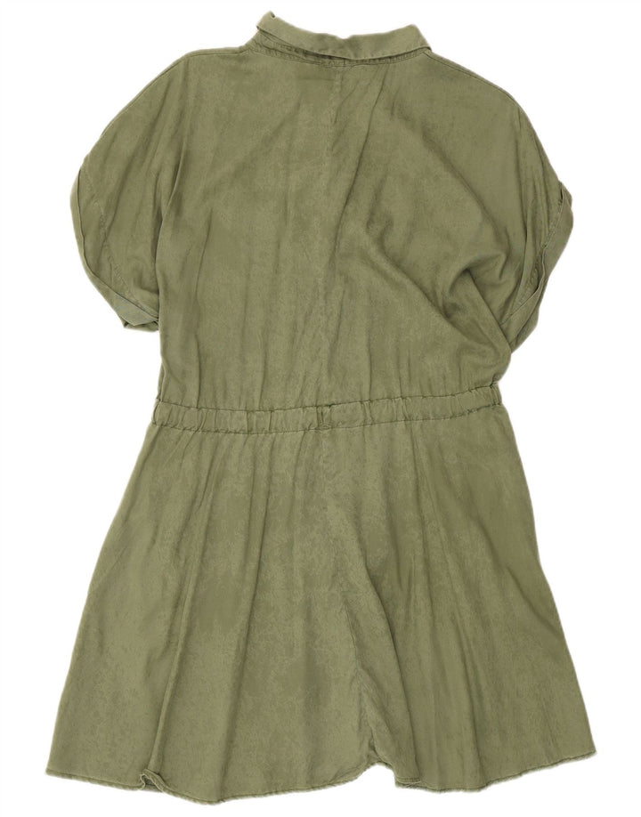 Vestido básico feminino Zara Reino Unido 14 grande cáqui