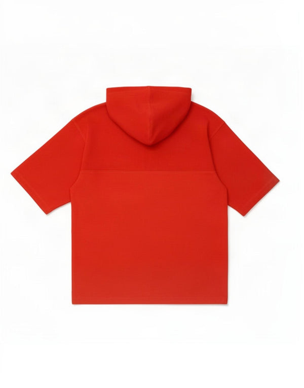Camiseta masculina Puma com capuz e gola com zíper, top grande de algodão vermelho