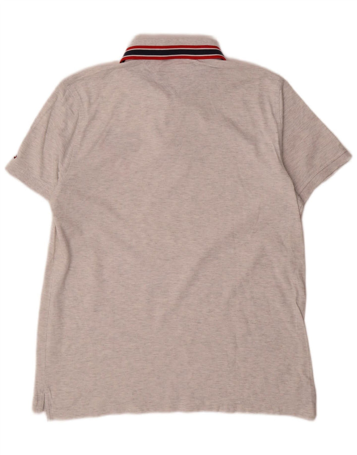 Camisa polo masculina Tommy Hilfiger gráfica grande cinza manchada