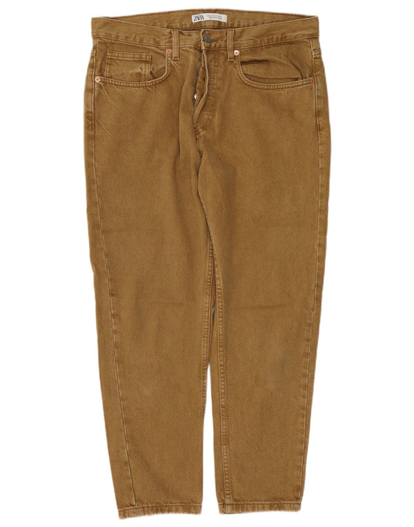 Zara Mens Slim Jeans EU 42 Grande W32 L27 Algodão Bege