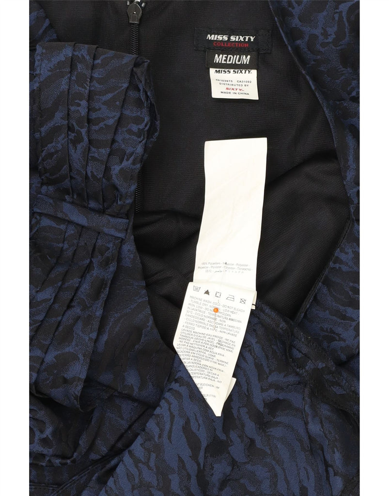 MISS SIXTY Womens Bodycon Dress UK 12 Medium Navy Blue Animal Print Vintage Miss Sixty and Second-Hand Miss Sixty from Messina Hembry 