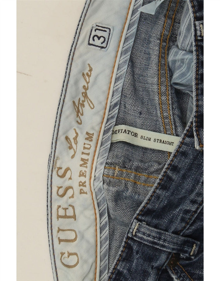 Guess Calça jeans masculina desgastada W31 L30 azul algodão
