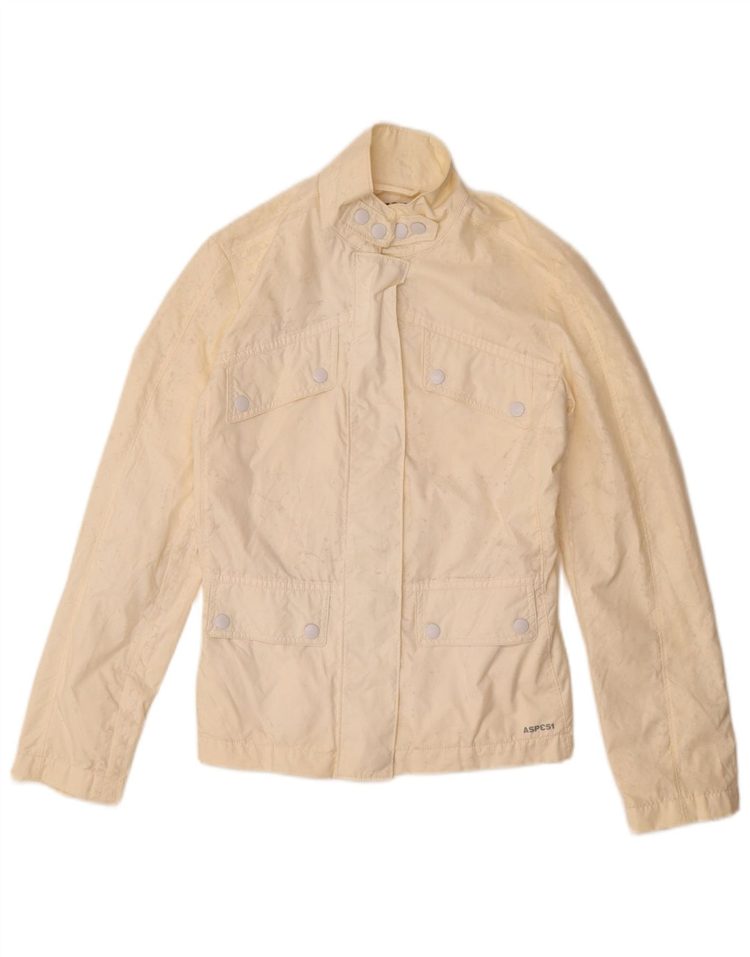 Jaqueta utilitária feminina vintage UK 6 XS bege nylon