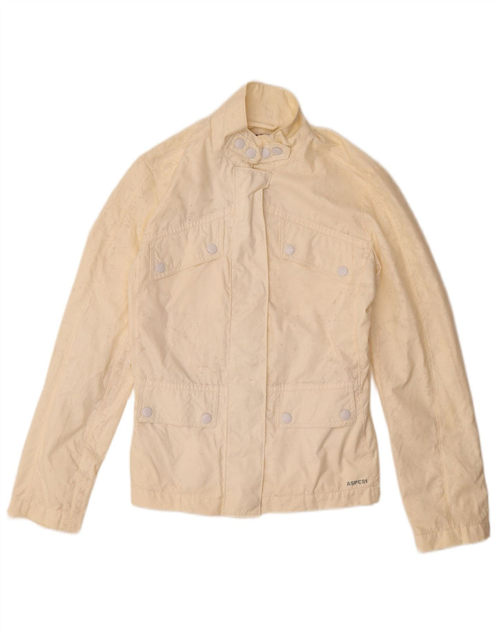 Jaqueta utilitária feminina vintage UK 6 XS bege nylon