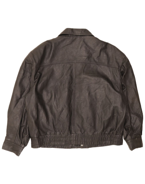 Jaqueta de couro masculina vintage IT 50 grande couro preto