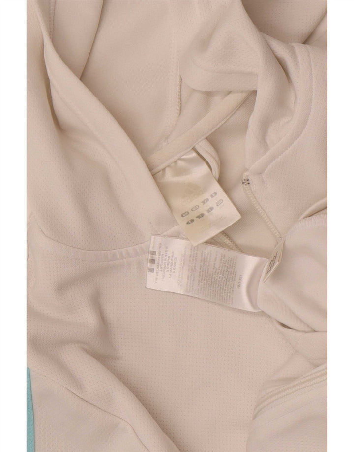 Suéter adidas feminino com capuz e zíper UK 12 médio branco poliéster