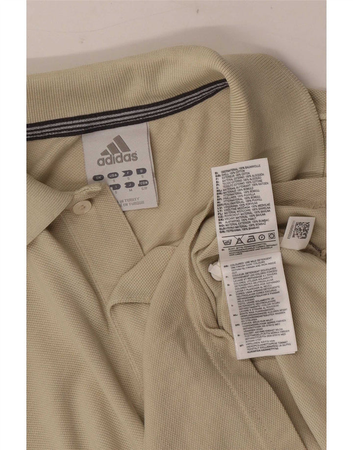 Camisa polo masculina Adidas pequena algodão bege