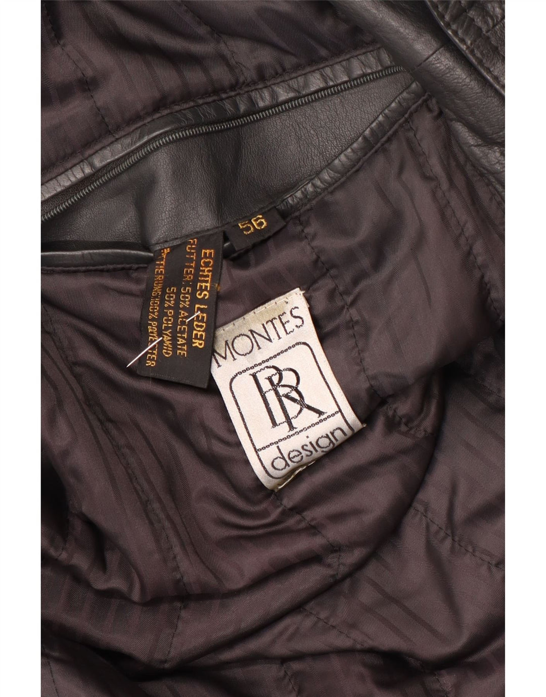 Casaco de couro masculino Montes IT 56 3XL couro preto