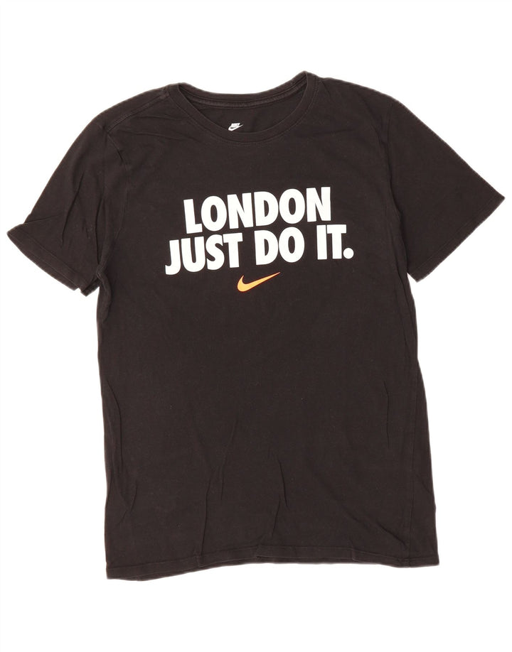 NIKE Mens Graphic T-Shirt Top Medium Black Cotton