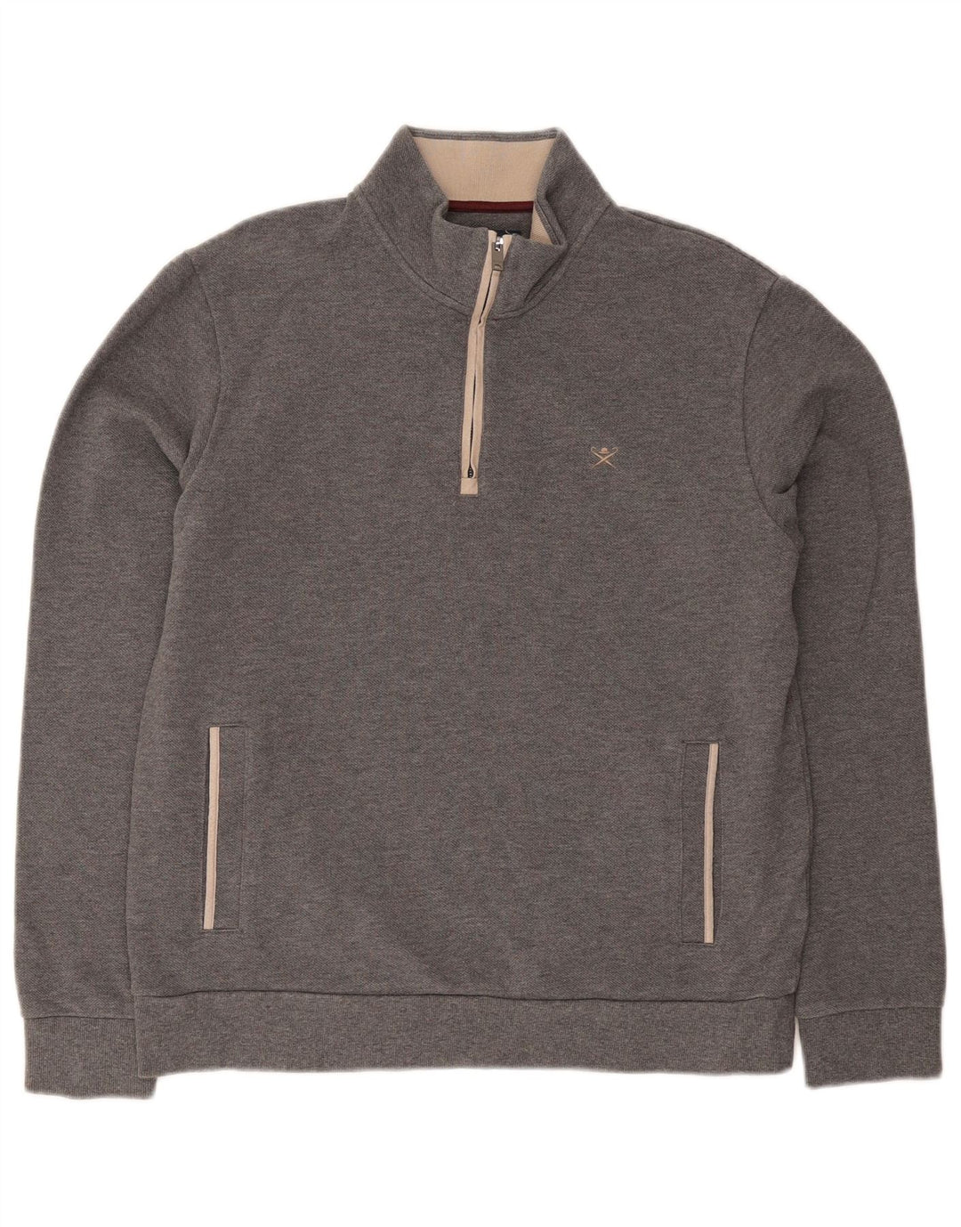 Moletom masculino Hackett Classic Fit com zíper e gola em algodão cinza médio
