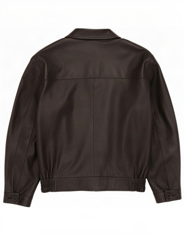Jaqueta de couro masculina vintage IT 52 XL preta