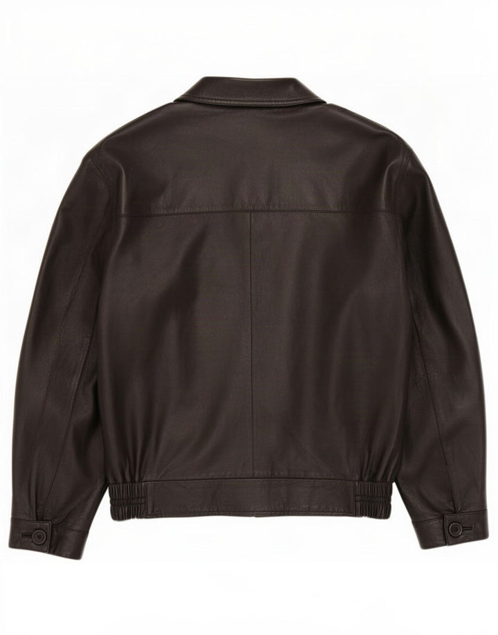 Jaqueta de couro masculina vintage IT 52 XL preta