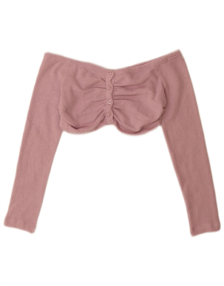 Zara Womens Crop Cardigan Top UK 12 Médio Rosa