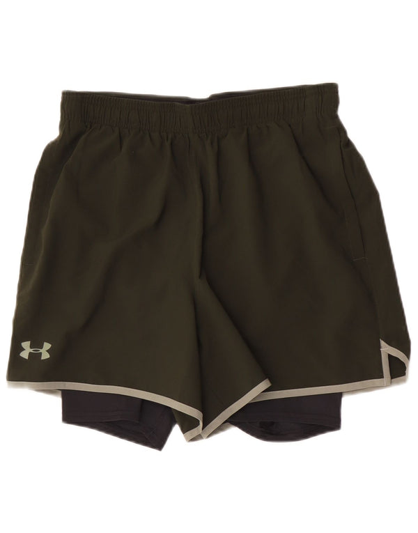 Shorts esportivos masculinos Under Armour Heat Gear médio cáqui