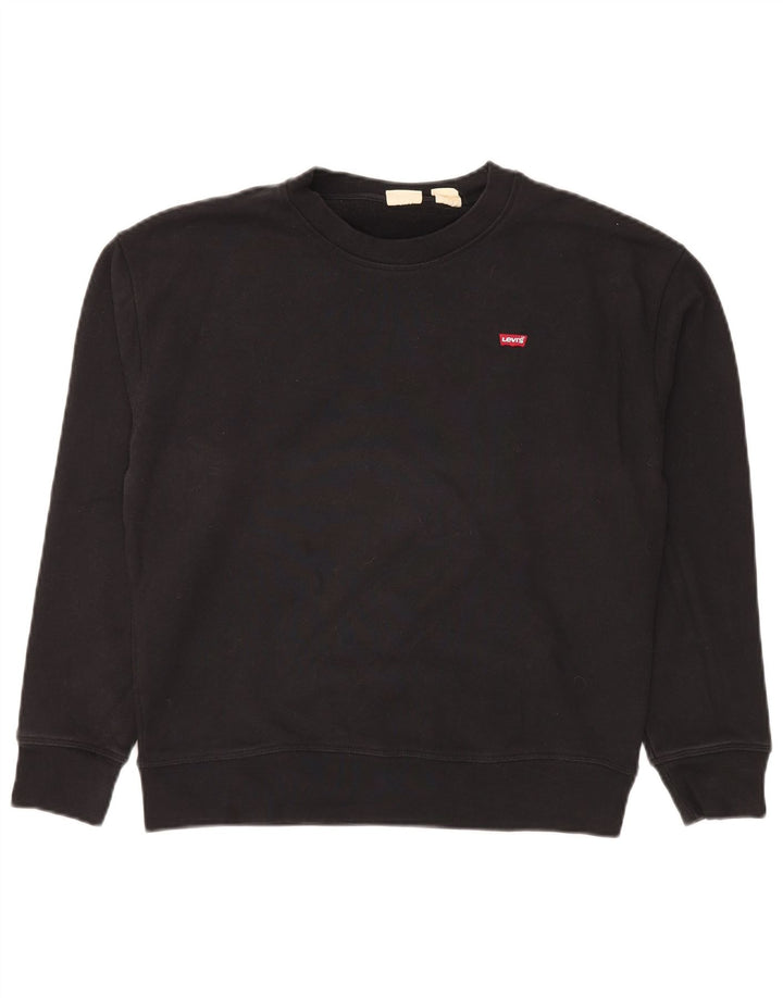 LEVI'S moletom feminino jumper UK 14 médio algodão preto