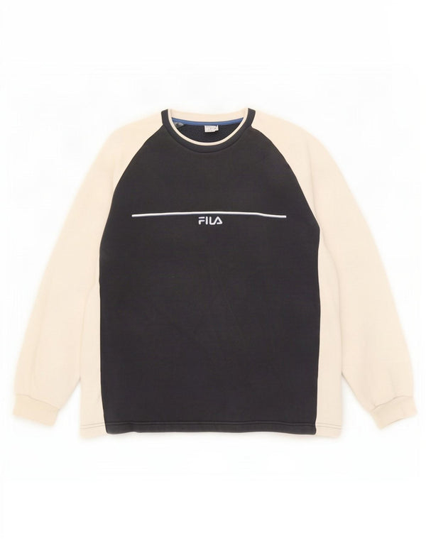 Moletom masculino Fila Jumper IT 52/54 grande algodão colorblock azul marinho
