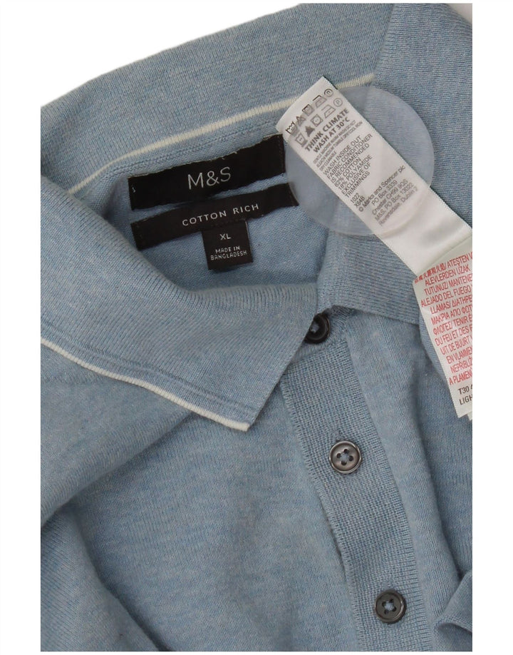 Camisa polo masculina Marks & Spencer XL azul algodão